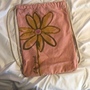 “Life is good” pink small drawstring backpack